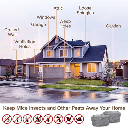 Steel Wool Mice Control - 1 Pcs 2.36"×9.84Ft Steel Wool for Wall Hole/Gap Filler - Best Thing to Get Rid of Mice - Keep Animals Away from Cracks,Siding,Pipeline,Vents in Garden/House/Garage/Kitchen