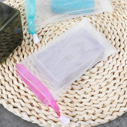 Ymapinc 15Pcs Bar Soap Scrubber Pouch, 6.1x3.1inch Exfoliating Shampoo Bar Savers Bag Loofah Pouch Sleeves with Drawstring for Bath and Shower