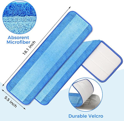 wlich 8-Pack Microfiber Cleaning Pads, 18-Inch Microfiber Mop Pads Compatible with Bona Mop, Washable and Reusable Mop Pad Refills for Hardwood Tile Laminate Floors