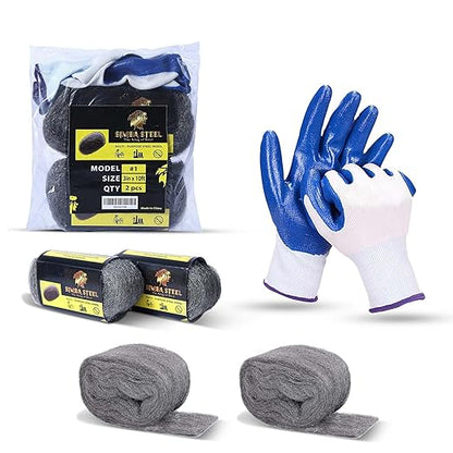Wool Assortment for Cleaning – 0000 Grade Fine to Coarse Steel Wool Pads & Rolls, Multiple Pack Sizes and Length Options (3" x 10ft (2 Pack))
