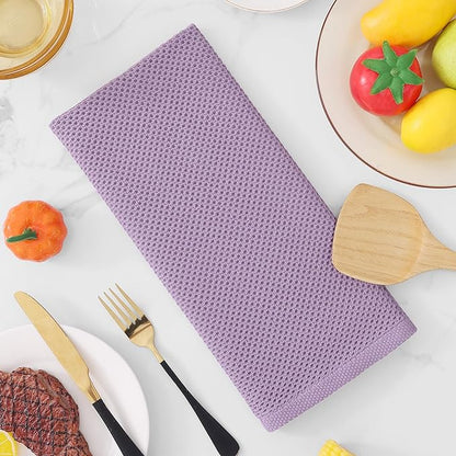 Homaxy 100% Cotton Waffle Weave Kitchen Dish Towels, Ultra Soft Absorbent Quick Drying Cleaning Towel, 13 x 28 Inches, 12-Pack, Lavender