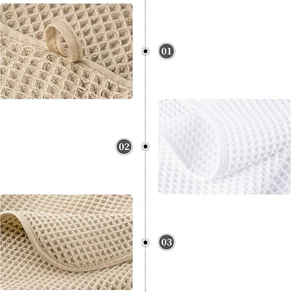 POLYTE 430 GSM Microfiber Quick Dry Lint Free Oversize Bath Towel Set, 6 Piece (Waffle Weave)