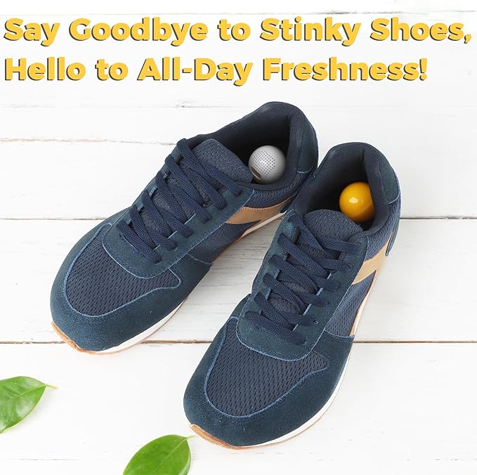 Knixmax Shoe Deodorizer Balls Strong, Odor Eliminator for Sneaker Gym Bag Closet Locker, Work Boot Drawer Freshener, Unpleasant Smell Remover Ball for Men Women Teens, 6 Packs Vanilla Mint Lemon