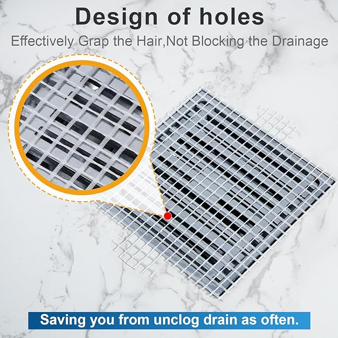 25 Pack, Disposable Shower Drain Hair Catcher Mesh Stickers,Disposable Hair Drain Catcher. (4.1inch Square)