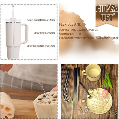 14-inch Straw Cleaner Brush Extra Long，Straw Brush Extra Long with 304 Stainless Steel and Nylon Bristles Straw Brush for Baby Bottles, Glass/Silicone Straws or Hummingbird Feeders.
