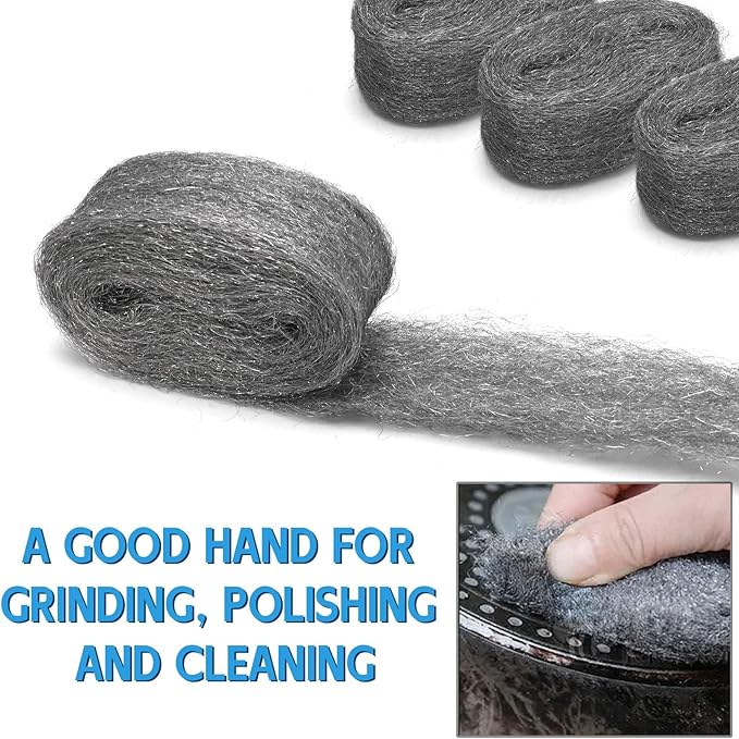 16.4 Inch x 3.54 Inch Steel Wool Fill Fabric, Steel Wool Blend Hardware Cloth Gap Blocker for Hole Wall Cracks Vents (4 Rolls)