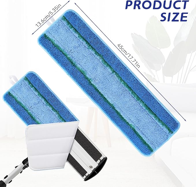 Upgraded Replacement Microfiber Mop Pads for Rubbermaid Commercial 18 Inch Mop 17 Inch Mops, Reusable Wet & Dry Commercial Cleaning Flat Mops System 18" 17" Refill Head for Multi-Surface Floor-12Pack