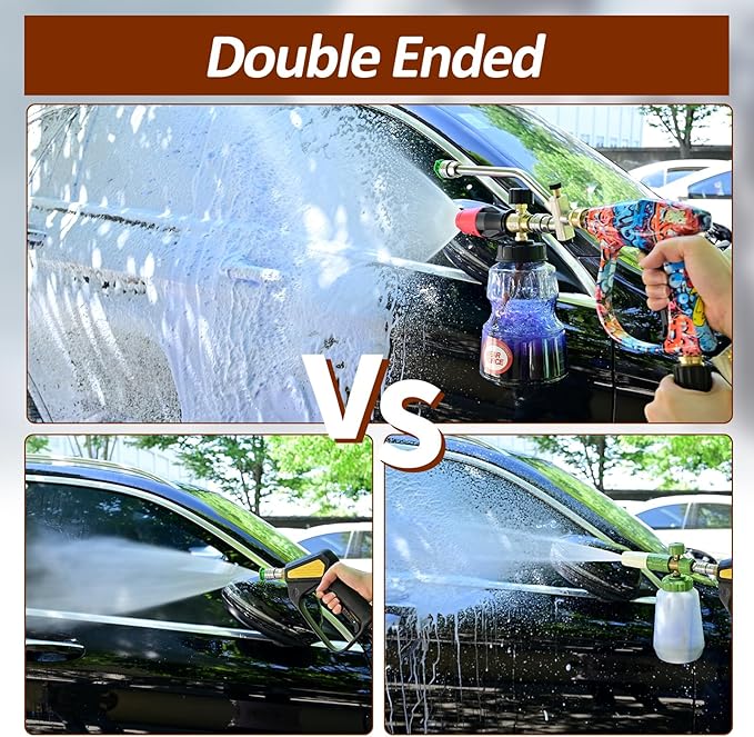BEAR FORCE Foam Cannon Dual-Connector Accessory, Pressure Washer Double Tip Attachment for Soap Cannon, 5 Pressure Washer Sprayer Nozzles #035, 1/4" Quick Connect, for Car Wash, Car Detailing