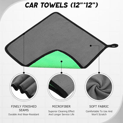 16 Pcs Windshield Cleaner Tool, Car Cleaning Kit with Various Detailing Brushes Set Spray Bottle Cleaner Towel Cleaning Gel Accessories Car Interior Detailing Kit for Windows Vents(Gray)