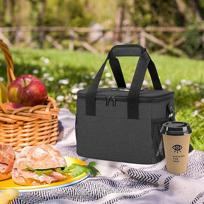 Trunab Reusable 6 Cups Drink Carrier for Delivery Insulated Drink Caddy with Handle and Shoulder Strap, Adjustable Dividers, Beverages Carrier Tote Bag, for Daily Life Takeout, Outdoors, Travel