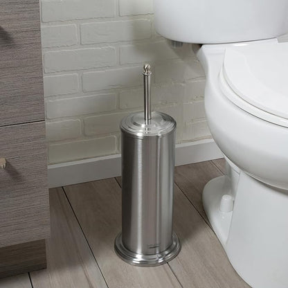 Bath Bliss Bathroom Accessories 3 Piece Trash Can, Plunger & Toilet Brush Combo Bath Set, Stainless Steel Silver (AZ-120001-SS)