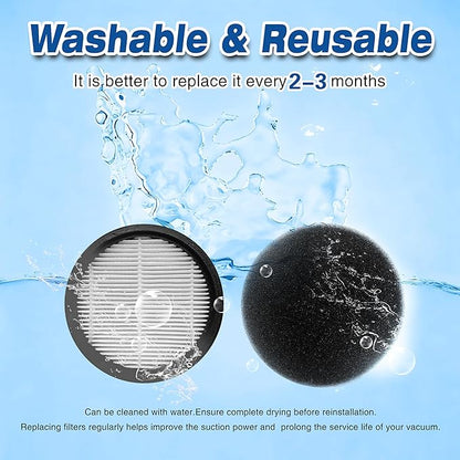 Vacuum Cleaner Filter Replacement (4-Pack) - Compatible with SMOTURE VAC01/VAC02/VC70 & ozeeco EC01 Cordless Vacuum Cleaners, Washable and Reusable