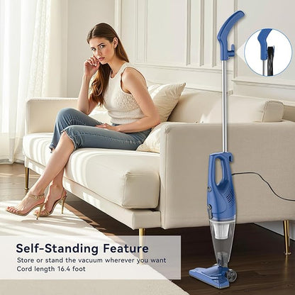 Corded Vacuum Cleaner, 12-in-1 Vacuum Cleaners for Home 15Kpa Power Suction Lightweight Stick Vacuum with Washable HEPA Filter Converts to a Handheld Vacuum for Home, Pet Hair, Carpet, Hard Floors