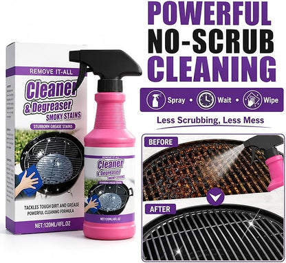 Fast-Acting Grill Cleaner Spray, Heavy Duty BBQ Degreaser for Burnt Food & Stubborn Grease, Powerful No-Scrub Oven & Kitchen Cleaner for Grills, Stovetops & Pans (2)