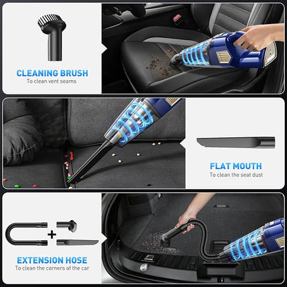 Handheld Vacuum Cordless, 15000PA Powerful Suction Car Vacuum Cleaner Lightweight with Multi Accessories, Hand held Vacuum Cleaner Dust Busters Cordless Rechargeable for Car Home