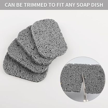 Yadream 4 Pack Gray BPA-Free Soap Savers Pads, Non-Slip Soap Holder, Self-Draining Soap Bars Holder, Suitable for Kitchen Bathroom Shower Travel Hotel