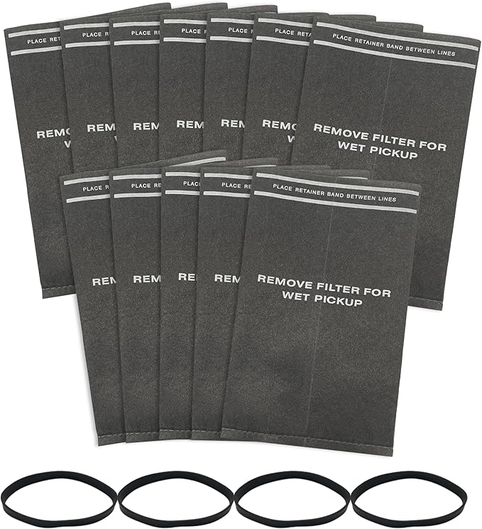 12 Pack 9-38737 Dust Cloth Filter Bag Wet Dry Vacuum Bags for Craftsman 2 to 2.5 Gallon Shop Vacuums and Powerhead Bucket Vac, 12 Shop Vacuum Bags With 4 Retaining Bands