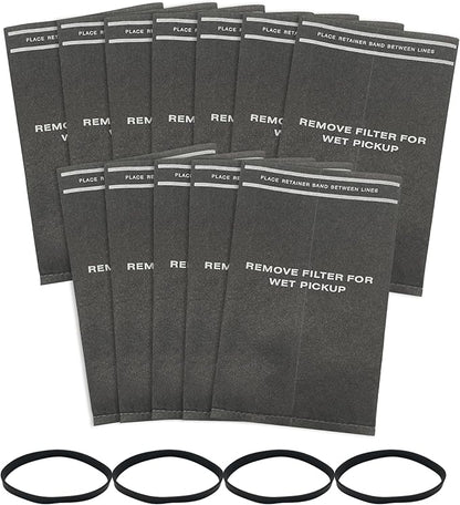 12 Pack 9-38737 Dust Cloth Filter Bag Wet Dry Vacuum Bags for Craftsman 2 to 2.5 Gallon Shop Vacuums and Powerhead Bucket Vac, 12 Shop Vacuum Bags With 4 Retaining Bands