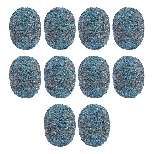10 PK Steel Wool Soap Pads - Metal Scouring Cleaning Pads for Dishes, Pots, Pans, and Ovens - Pre-Soaped scrubbing Pad for Easy Cleaning of Dishes, Pans, Ovens and Pots (Blue, 8x6x2cm)