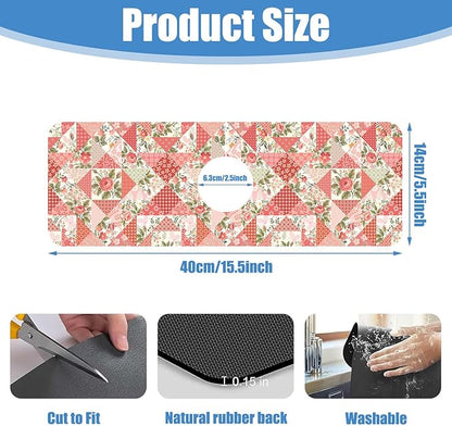 Sink Splash Guard Faucet Mat Roses and Butterflies Absorbent Fast Drying Mat Sink Gadgets Splash Guard Behind Faucet Drip Catcher for Kitchen Bathroom 15.5"X5.5"