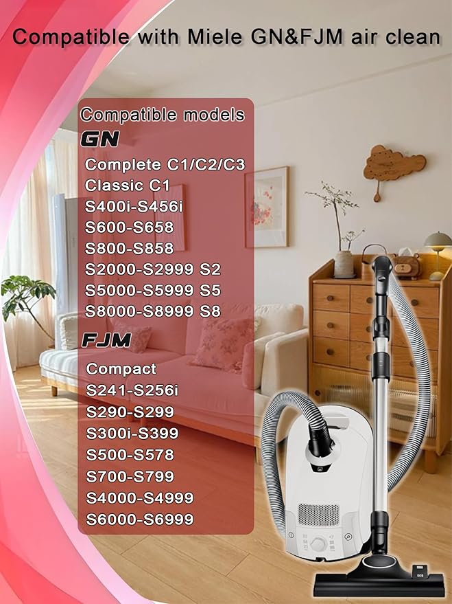 16 pcs 3D Improved Vacuum Cleaner Dust Bags Replacement parts for Miele Vacuum Cleaner FJM and GN Bags. Models: Complete C1/C2/C3, Compact C1/C2, Classic C1, S8, S6, S5, S4, S2