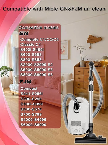 8 Pcs 3D Improved Vacuum Cleaner Dust Bags Replacement parts for Miele Vacuum Cleaner FJM and GN Bag. Model: Complete C1/C2/C3, Compact C1/C2, Classic C1, S8, S6, S5, S4, S2