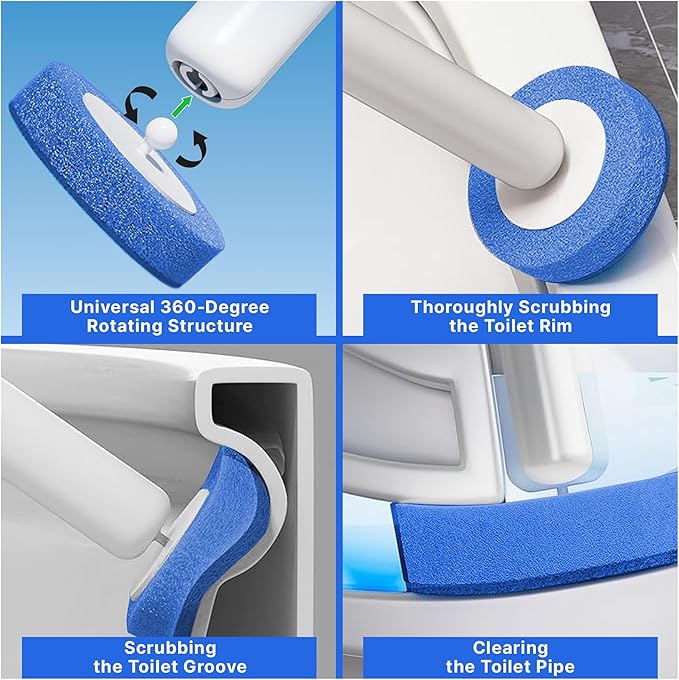 CiLoN Disposable Toilet Cleaning System + 30 Carry Detergent Disposal Toilet Bowl Brush Refills. Space-Saving Wall Mounted Toilet Brush and Holder for Modern Bathrooms. (Starter Kit + 30 Brush)