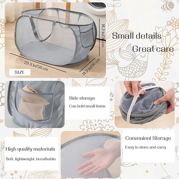 4 Pcs pop up laundry hamper Sturdy Large Capacity collapsible laundry basket,Laundry Room,Toy storage,Versatile Use-Home,Camping,Dorm,Hotel,Travel(Black) ﻿