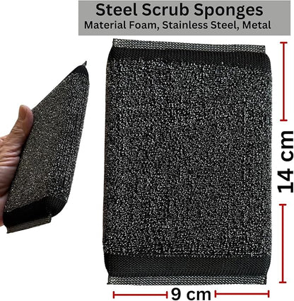 2 Pcs Stainless Steel Scrubbing Sponge, Kitchen Scrub,Heavy-Duty, Rust-Resistant, Extra-Sturdy Cleaning Pads for Tough Stains, Kitchen, Pots, Pans, BBQ Grills