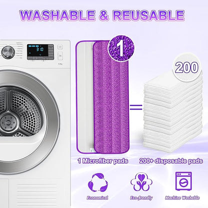 5 Pack Reusable Mop Pads for Swiffer PowerMop, Power Mop Pads 15'' Microfiber Refills for Hardwood Floor Cleaning, Machine Washable Dry Wet Use for All Floor Types