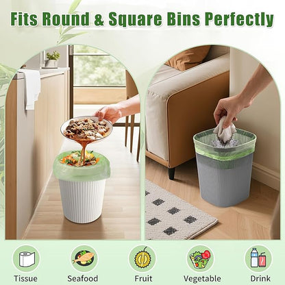 Compostable Trash Bags, Small Disposable Compost Bags 60 Count - Extra Thick & Leak-Proof Compostable Kitchen Garbage Bags for Standard 13 Gal / 50 Liter Trash Cans
