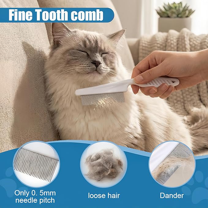 12PCS Dog Bath Kit & Dog Brush Kit for Dogs & Cats - Professional Pet Grooming Tools Set with Shedding Brush, Bath Scrubber, Dematting Comb & Storage Bag - Complete Dog Washing Essentials, Blue