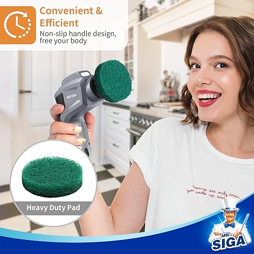 MR.SIGA Heavy Duty Pad Refills for Electric Spin Scrubber, Diameter 2.6in/6.5cm, 10 Pack