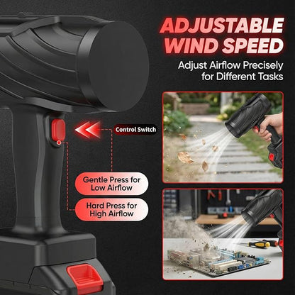 Cordless Leaf Blower, Lightweight Handheld Electric Dust Cleaner Blower with Adjustable Speed, Battery Powered Leaf Blowers for Lawn Care, Patio Cleaning & Blowing Drying with 1 Pack Battery Powered