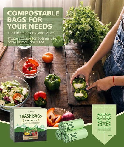 AYOTEE 150 Count Compostable Trash Bags 3 Gallon Trash Bag, Small Compost Bags for Countertop Bin, Unscented Biodegradable Compost Bag 3 Gallon Compostable Food Scrap Liner fit 11.36 Liter