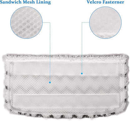 F Flammi 12 Pack Microfiber Mop Replacement Pads for Shark Steam Mop S1000/S1000A/C/WM/S1001C & S2001 with Professional Scrubbing Strips – Washable Reusable for Hardwood/Tile/Laminate
