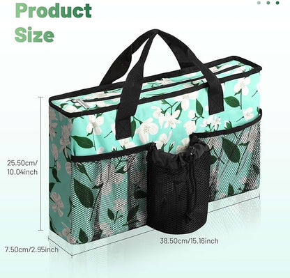 Rhino Valley Walker Bag, Large Capacity Walker Accessories Storage Bag with Multi Pockets & Cup Holder, Walker Basket with 4 pockets for Universal Walkers for Seniors, Green Lily