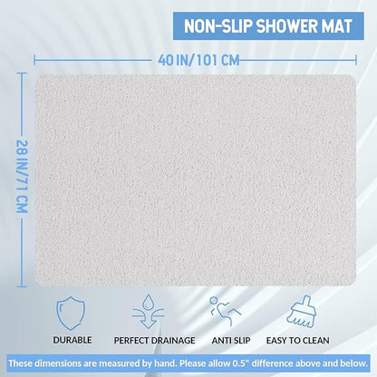 Hargiis Non-Slip Bathtub Mat, Anti Slip Shower Mat, Fast Drying Bathtub Mats, Foot Scrubber Mat, Anti Slip Mat for Tub, Floor, Bathroom, Kitchen, Home, Hotel (White 40"×28")