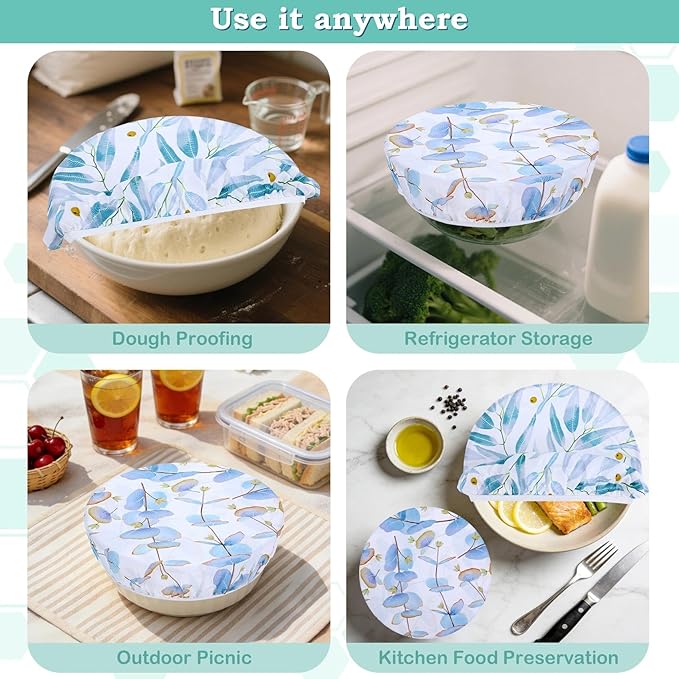 2 Large Reusable Beeswax Bowl Covers for Bread Proofing, 10/12 Inch Elastic Beeswax Wraps Cotton Cloth Sourdough Bowl Covers for Proofing Baskets, Mixer Bowls, Food Storage Containers