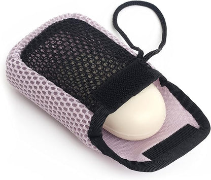 MainBasics Exfoliating Bar Soap Pouch Dual-Sided Body Scrubber - Fits Standard Size Soap Bars, Pink