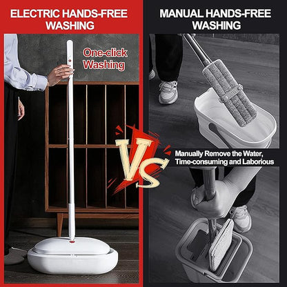 REECOO Cordless Electric Spin Mop Power Mop with 4 Floor Scrubber Pads/Automatic Cleaning Bucket/Water Sprayer,Lightweight & Rechargeable,Suitable for Wooden, Marble, Tile, Hardwood Floor.