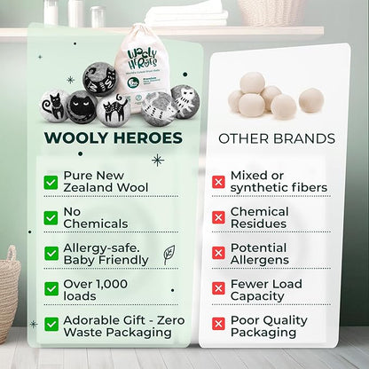 No More Dryer Sheets! XL Wool Dryer Balls 6-Pack, Reusable Laundry Softener & Static Reducer, Eco-Friendly, Long-Lasting, Safe for Sensitive Skin