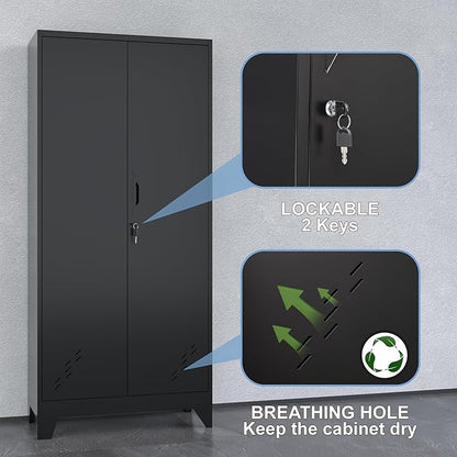 Metal Garage Storage Cabinet for Home,Storage with Doors and Shelves,61" Locking Tool for Office,Garage,Gym,School(61" Home Office Cabinet)