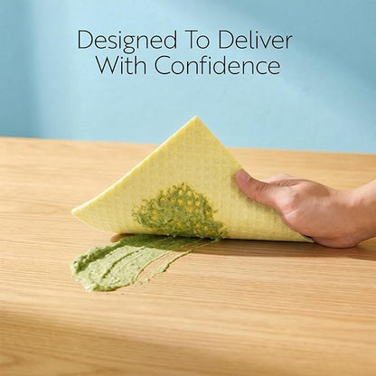 Restaurantware Swedish Dishcloths Pack of 200 Cellulose Reusable Absorbent Yellow Kitchen Towels, Washable Quick-Dry Dish Towels, Sustainable Cleaning Cloths Super-Absorbent Biodegradable Odorless