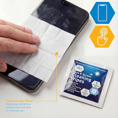 MED PRIDE Anti-Fog Lens & Screen Cleaning Wipes, Premoistened, Scratch-Free & Anti-Static Eyeglass & Electronics Wipes, Individually Wrapped, Ideal for Glasses, Cameras, Phones & Laptops (400)