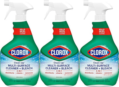 Clorox Clean-Up Multi Surface Cleaner Bleach Spray, Original, All Purpose Cleaning Spray Bottle, Mold and Mildew Cleaner, 32 Fl Oz., Pack of 3