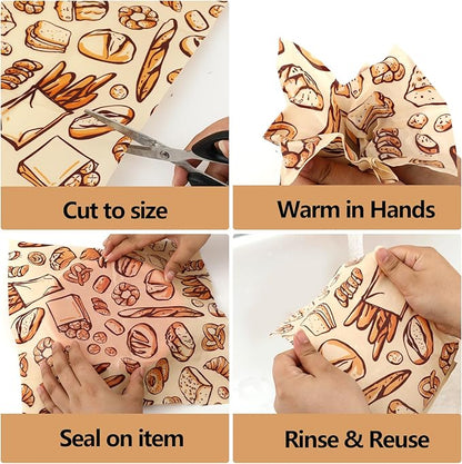 JarThenaAMCS Baking Beeswax Wrap Food Sandwich Wrap Sheet Bread Reusable Oil-Proof Picnic Liner for Home Party Kitchen Supplies