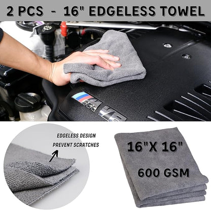 7PACK Car Engine Bay Details Cleaning Kit, Soft-bristled Engine Surface Brush,Long&Slim Bendable Brush, Edgeless Drying Towel,Finger Microfiber Applicator, Deep Cleans Engine Bay Hard to Reach Place