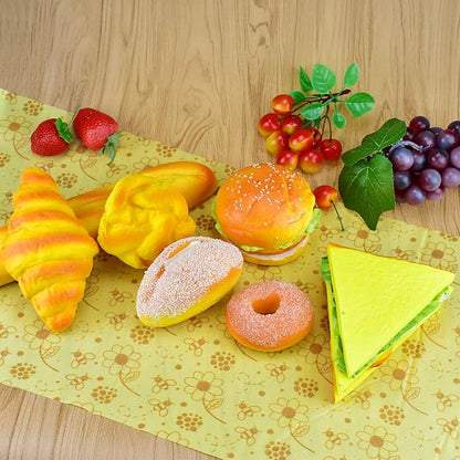 ERKOON Beeswax Food Wraps 1 Meter Roll 13 x 39 Inch Reusable Beeswax Wraps Eco-Friendly Sustainable Food Storage Wraps for Sandwich, Cheese, Fruit, Bread, Snacks (Flower Pattern)