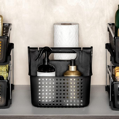 madesmart Small Soft Grip Under Sink Bathroom Storage, Multi-Purpose Home Organization, EPA Certified, Premium Antimicrobial Carbon (Pack of 2)